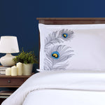 Embroidered Peacock Cotton Duvet Cover Set - Duvet Cover Set by Superior