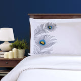 Embroidered Peacock Cotton Duvet Cover Set - Duvet Cover Set by Superior