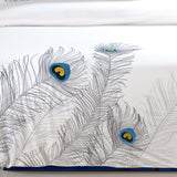 Embroidered Peacock Cotton Duvet Cover Set - Duvet Cover Set by Superior