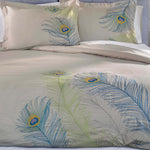 Embroidered Peacock Cotton Duvet Cover Set - Duvet Cover Set by Superior