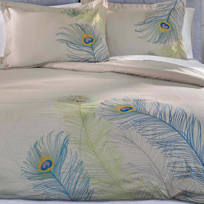 Embroidered Peacock Cotton Duvet Cover Set - Duvet Cover Set by Superior