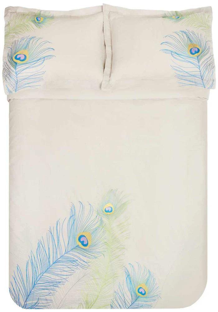 Embroidered Peacock Cotton Duvet Cover Set - Duvet Cover Set by Superior