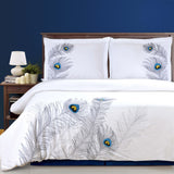 Embroidered Peacock Cotton Duvet Cover Set - Duvet Cover Set by Superior