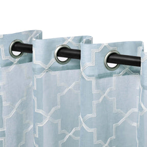 Embroidered Quatrefoil Semi Sheer 2 Piece Curtain Panel Set - Semi Sheer Curtains by Superior