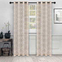 Embroidered Quatrefoil Semi Sheer 2 Piece Curtain Panel Set - Semi Sheer Curtains by Superior