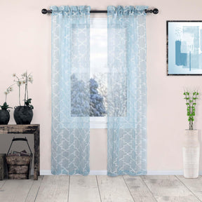 Embroidered Quatrefoil Semi Sheer 2 Piece Curtain Panel Set - Semi Sheer Curtains by Superior