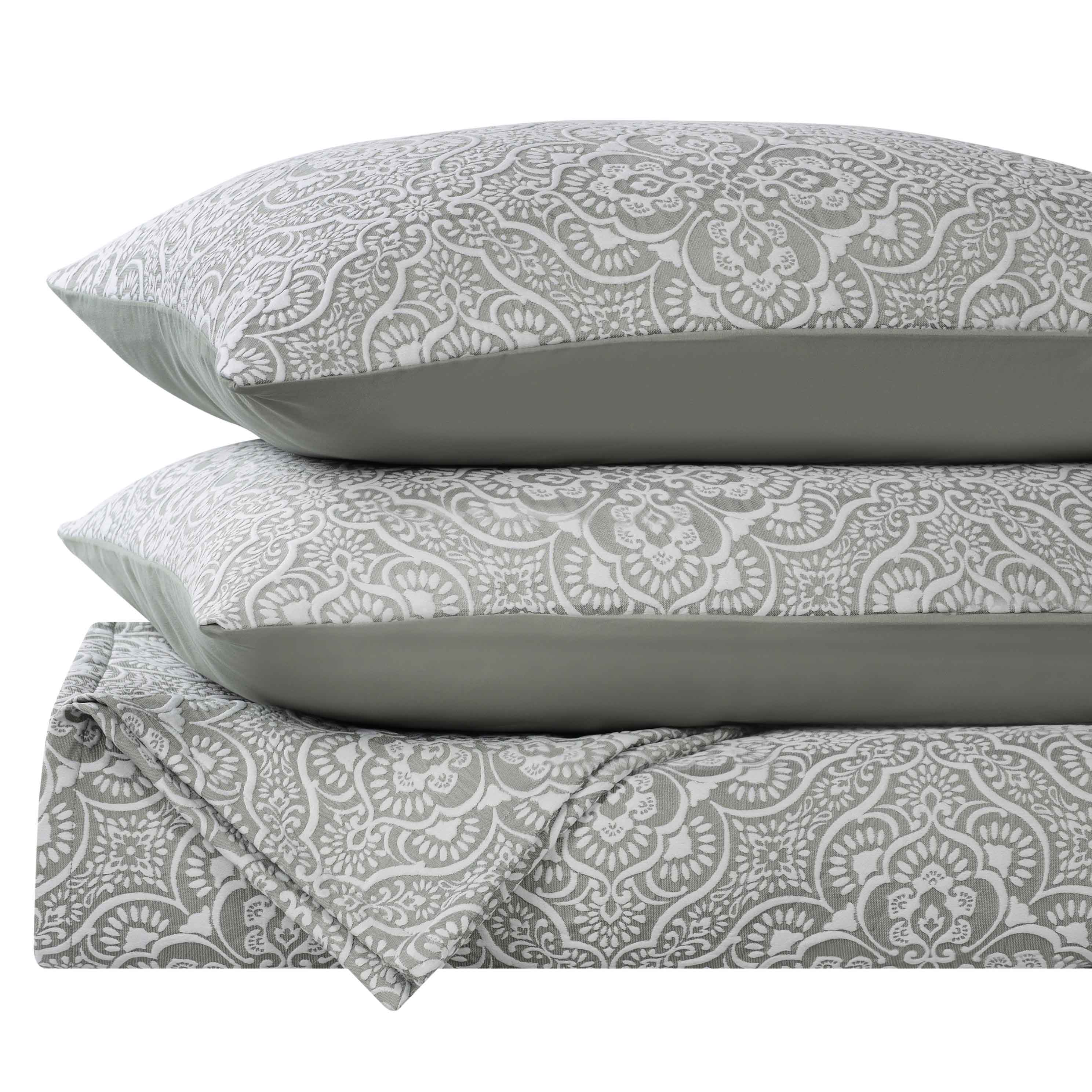 Enzy Medium Weight Floral Matelasse 3 Piece Bedspread Pillow Sham Set - Bedspread by Superior