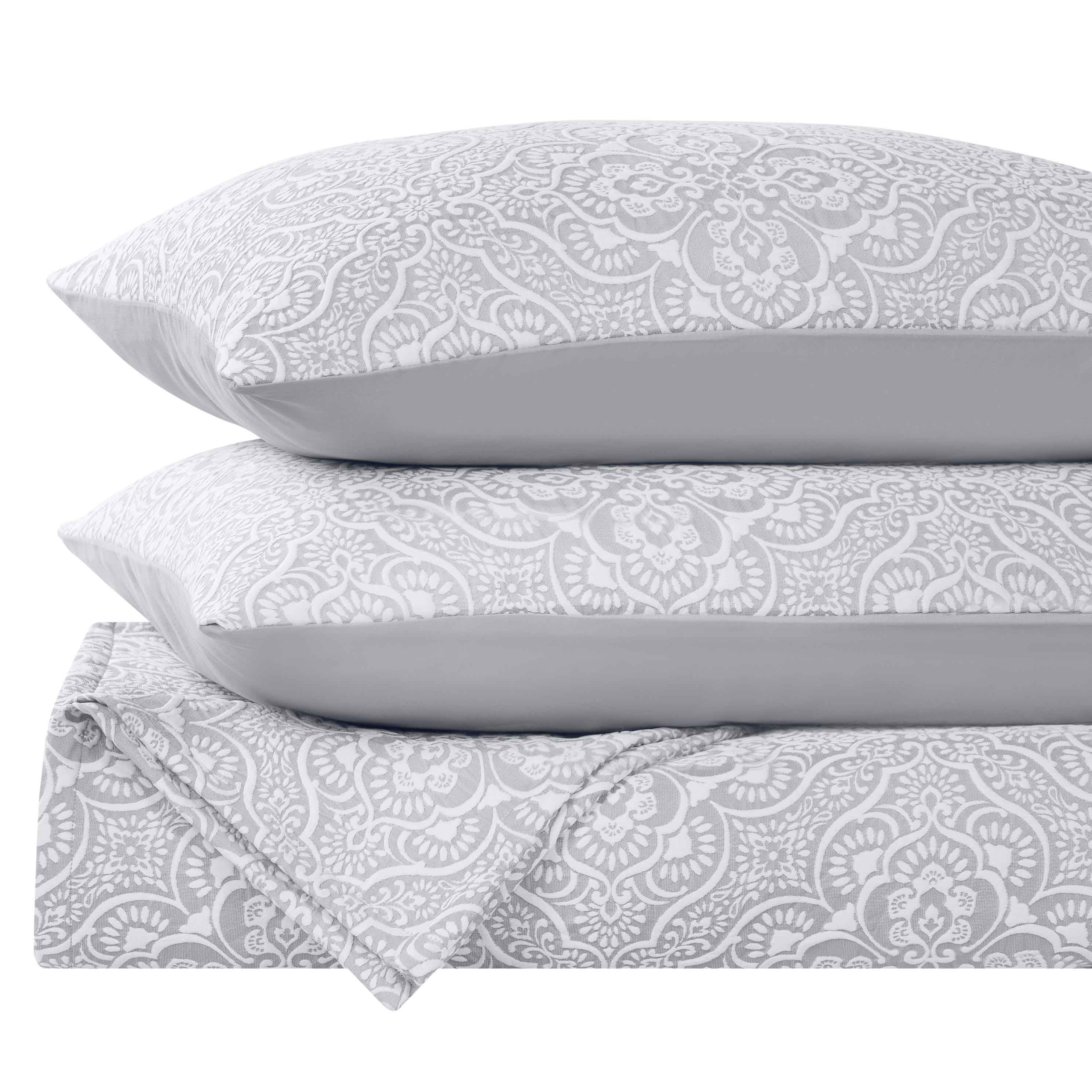 Enzy Medium Weight Floral Matelasse 3 Piece Bedspread Pillow Sham Set - Bedspread by Superior