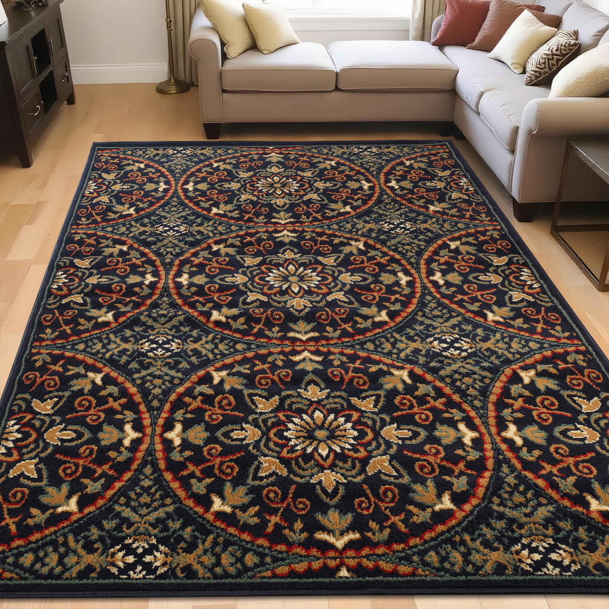 Fancy Geometric Medallion Floral Traditional Indoor Area Rug - Rugs by Superior