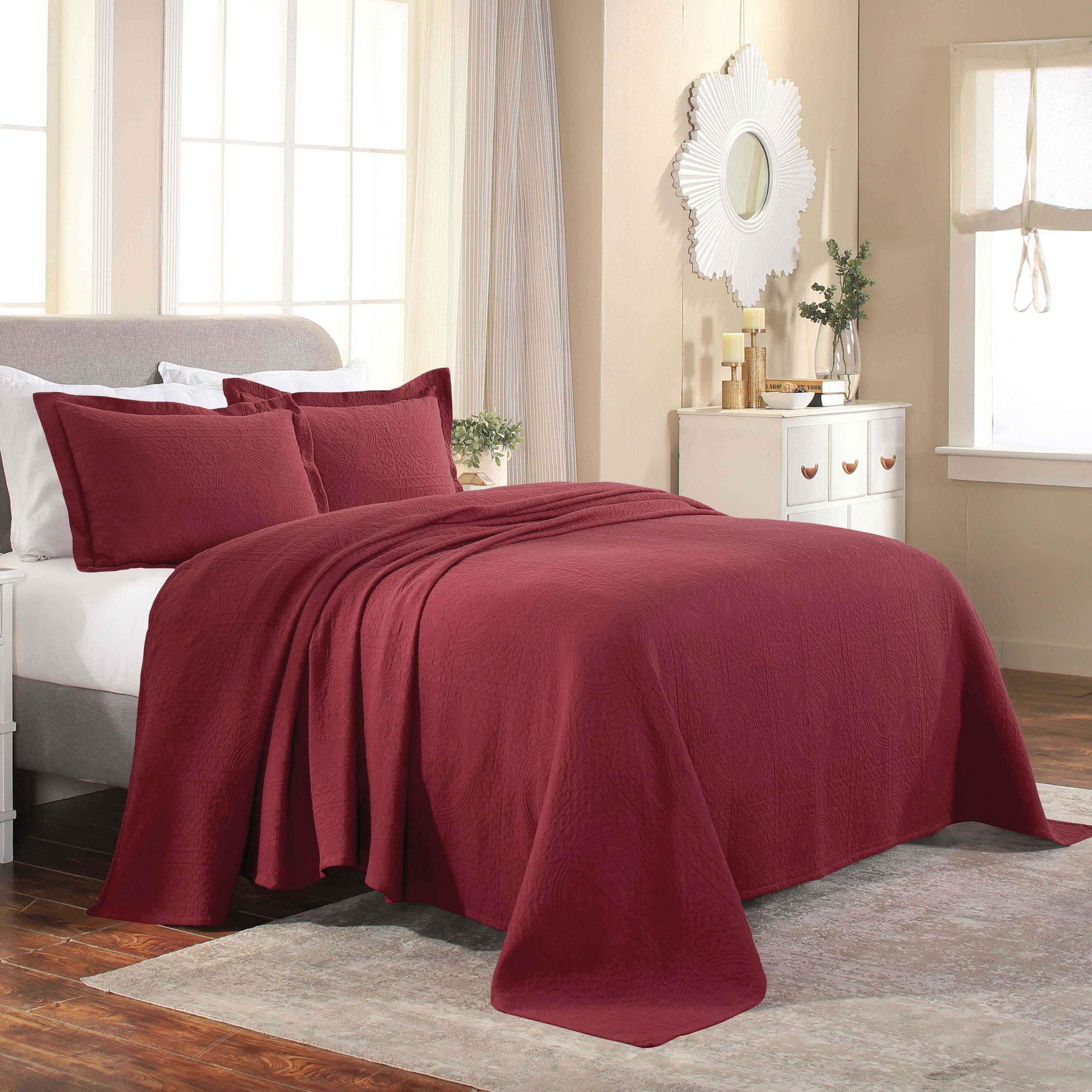 Fleur De Lis Jacquard Matelassé Cotton Medallion Bedspread Set - Bedspread by Superior