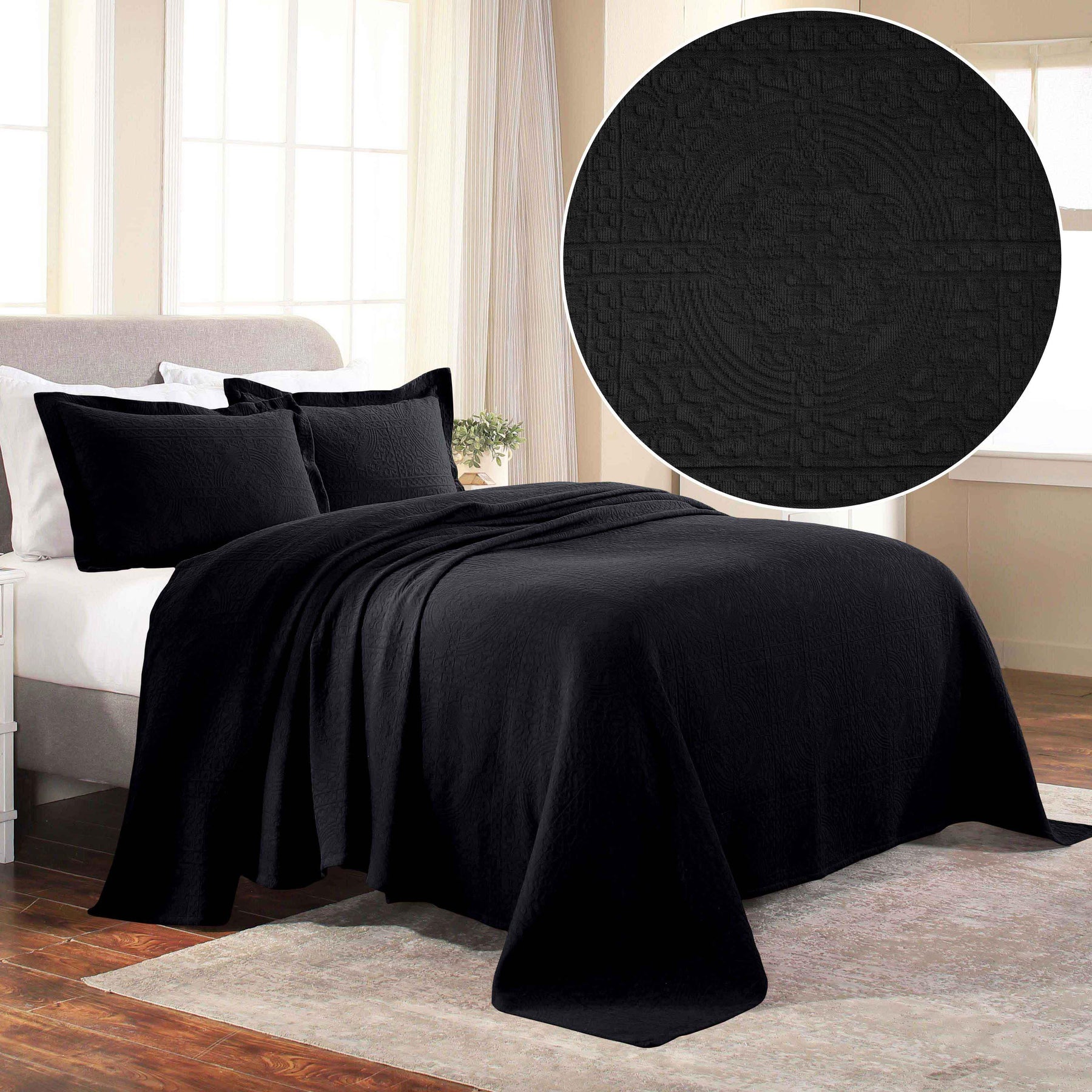 Fleur De Lis Jacquard Matelassé Cotton Medallion Bedspread Set - Bedspread by Superior