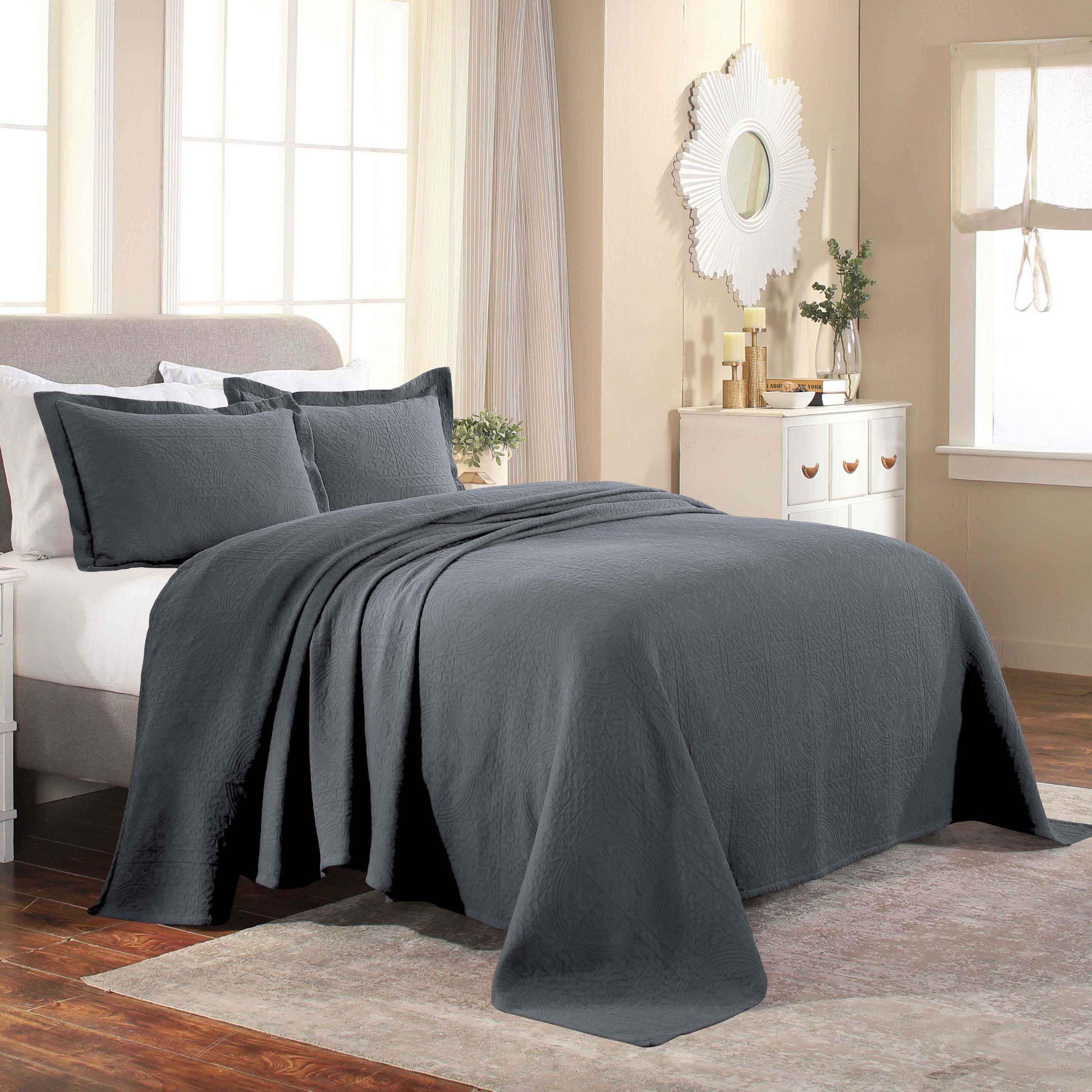 Fleur De Lis Jacquard Matelassé Cotton Medallion Bedspread Set - Bedspread by Superior