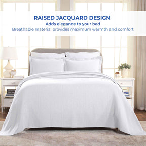 Fleur De Lis Jacquard Matelassé Cotton Medallion Bedspread Set - Bedspread by Superior