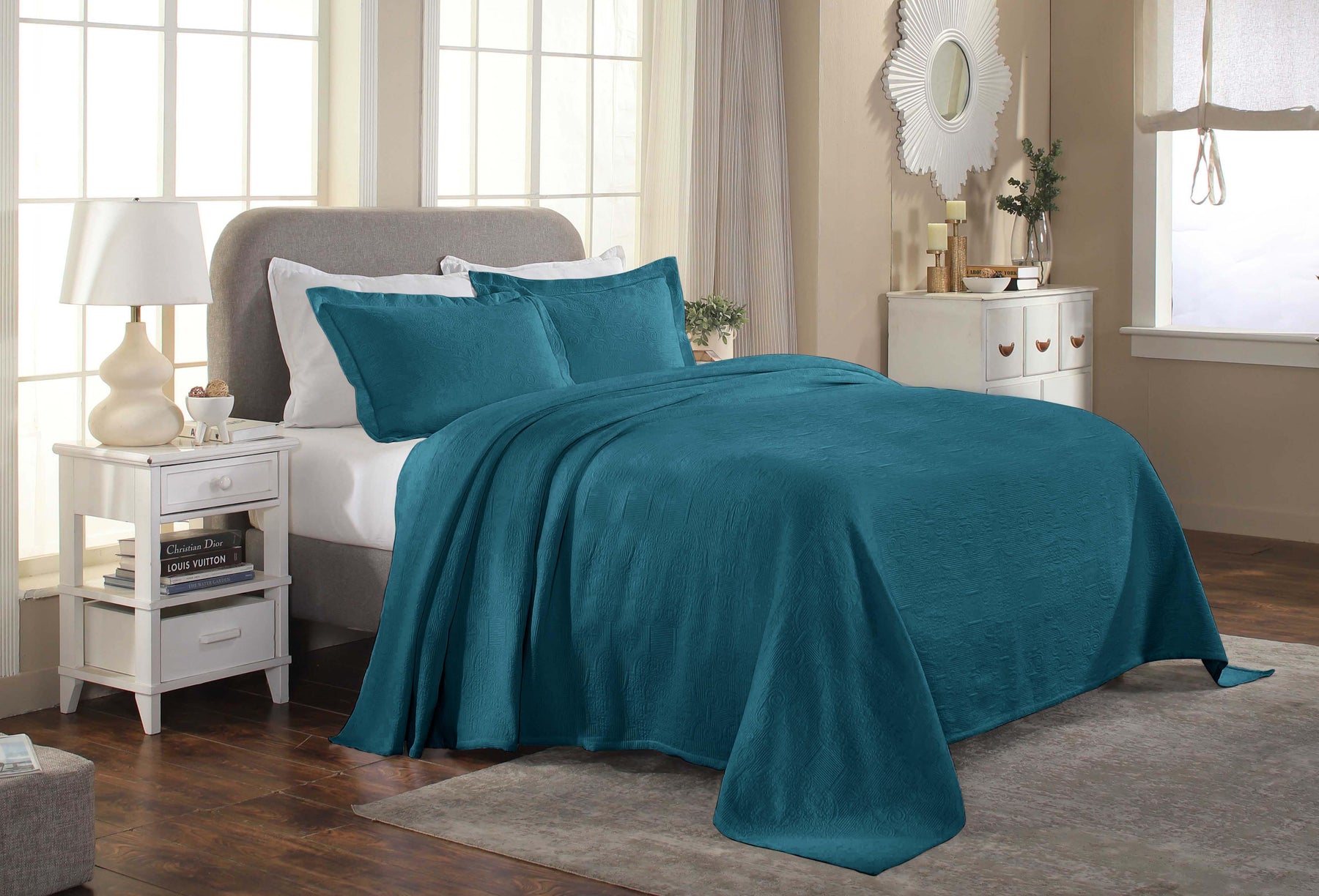 Florin Cotton Matelasse Weave Jacquard Scroll Medallion Bedspread Set - Bedspread by Superior