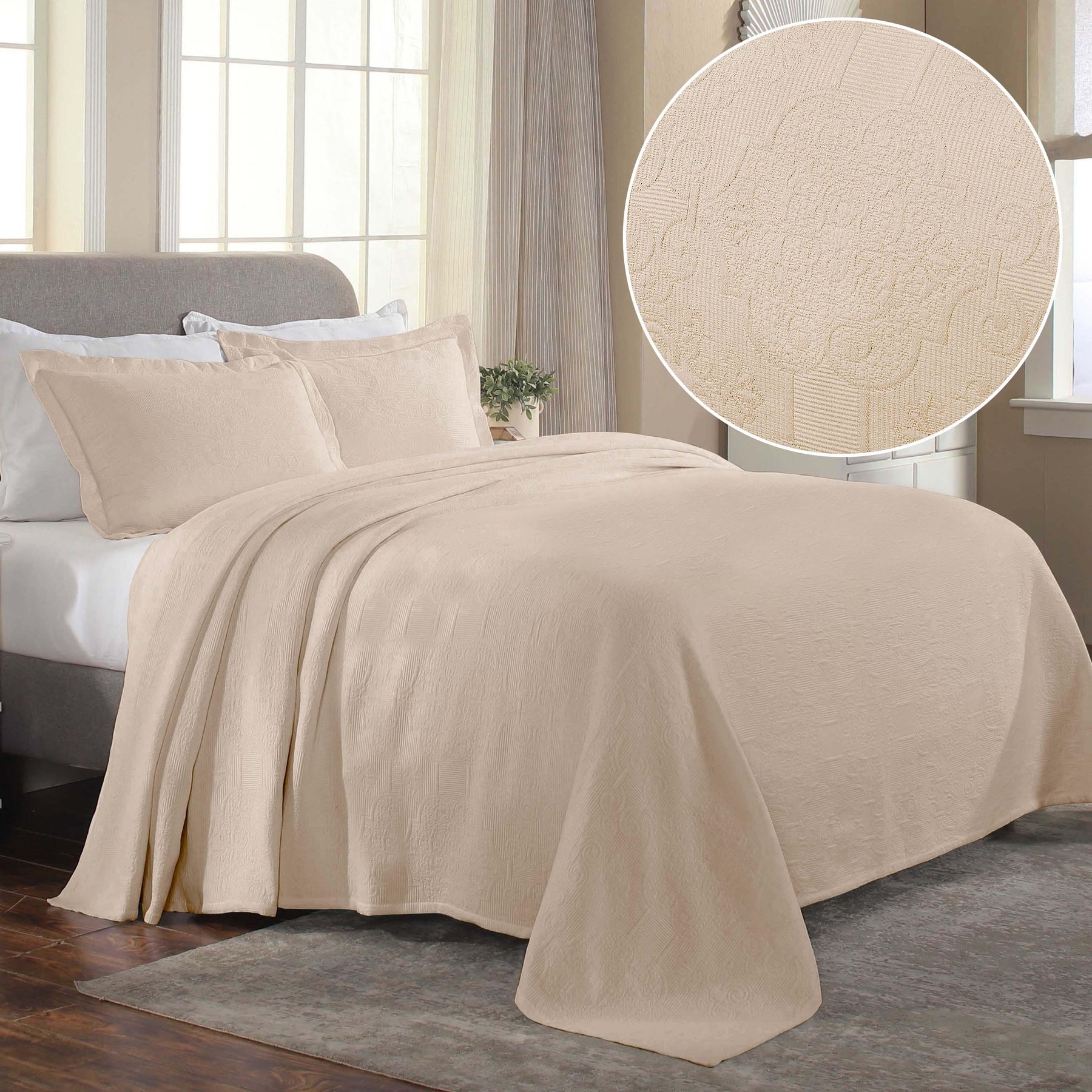 Florin Cotton Matelasse Weave Jacquard Scroll Medallion Bedspread Set - Bedspread by Superior