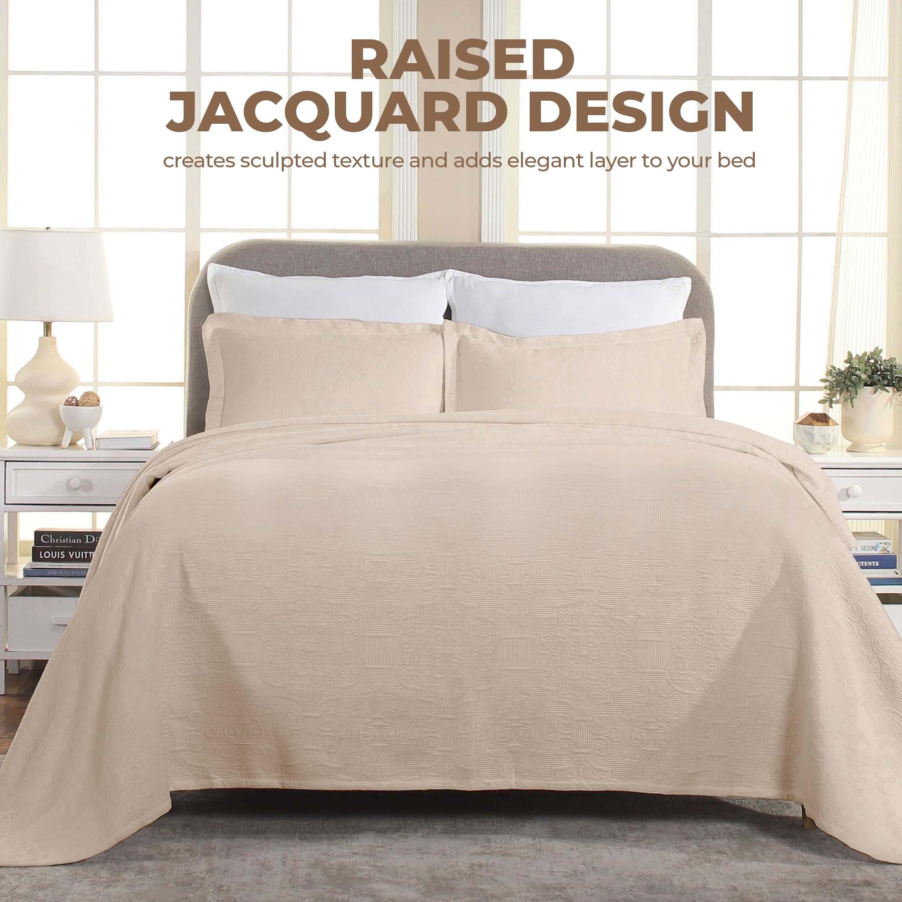 Florin Cotton Matelasse Weave Jacquard Scroll Medallion Bedspread Set - Bedspread by Superior