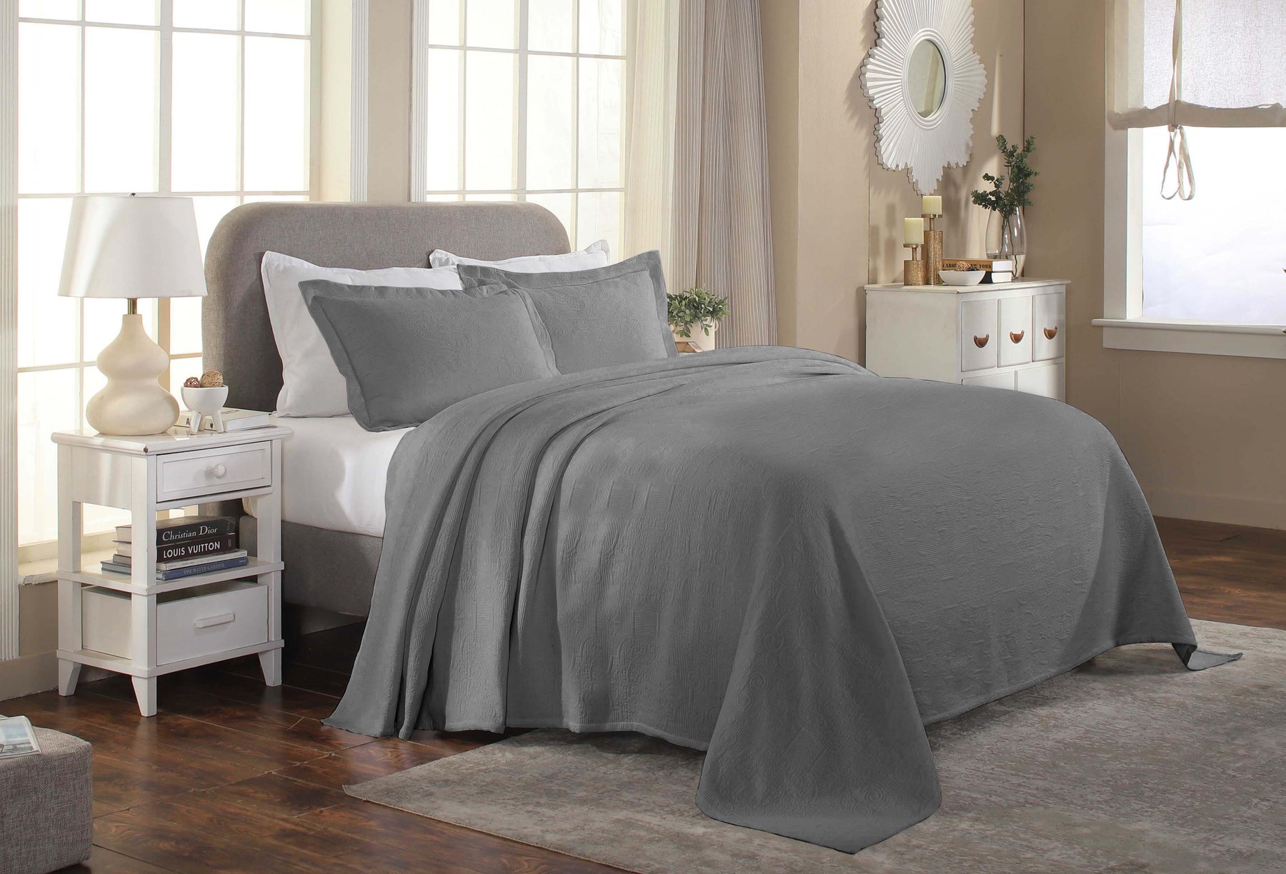 Florin Cotton Matelasse Weave Jacquard Scroll Medallion Bedspread Set - Bedspread by Superior