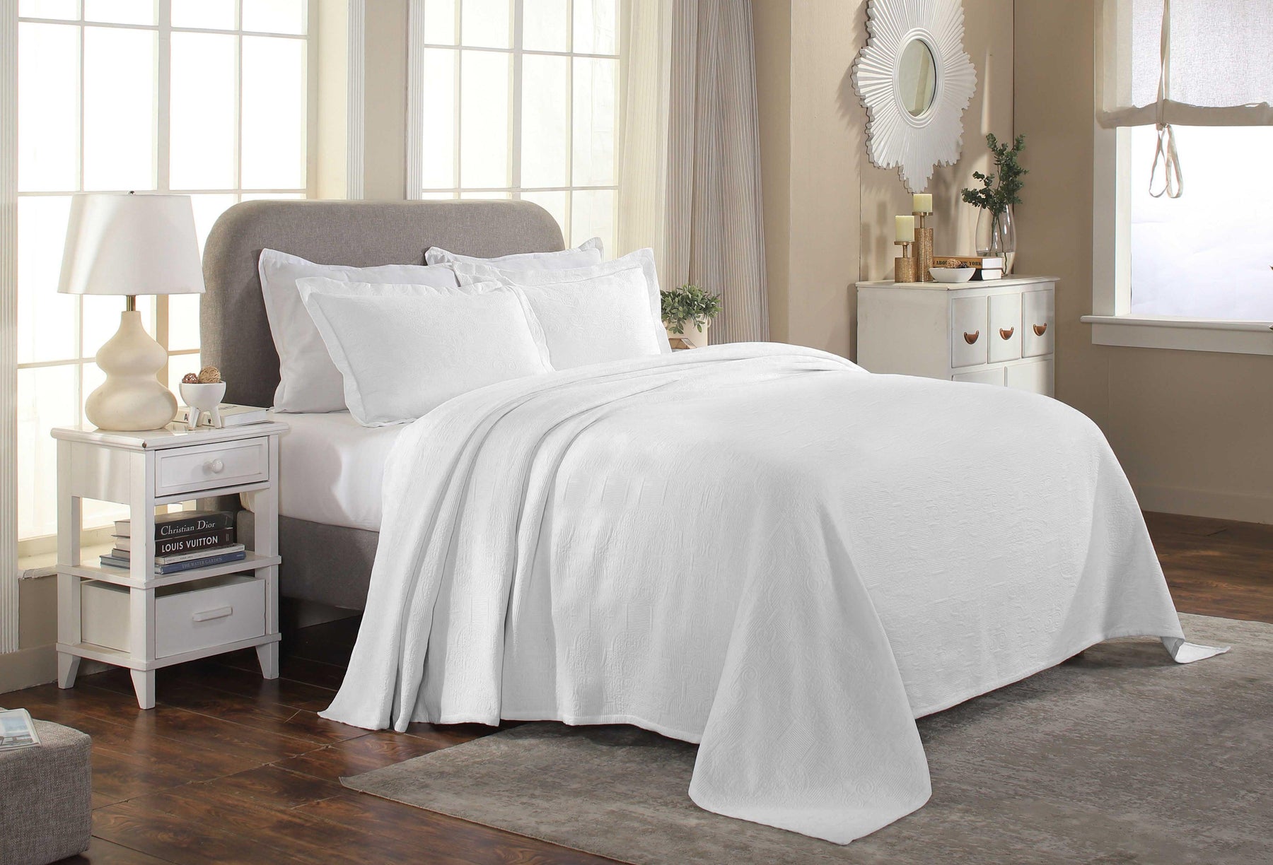 Florin Cotton Matelasse Weave Jacquard Scroll Medallion Bedspread Set - Bedspread by Superior