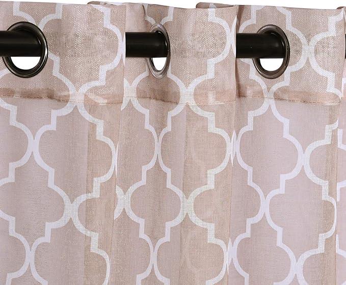 Geometric Trellis Lattice Sheer Grommet Curtain Panel Set - Sheer Curtains by Superior