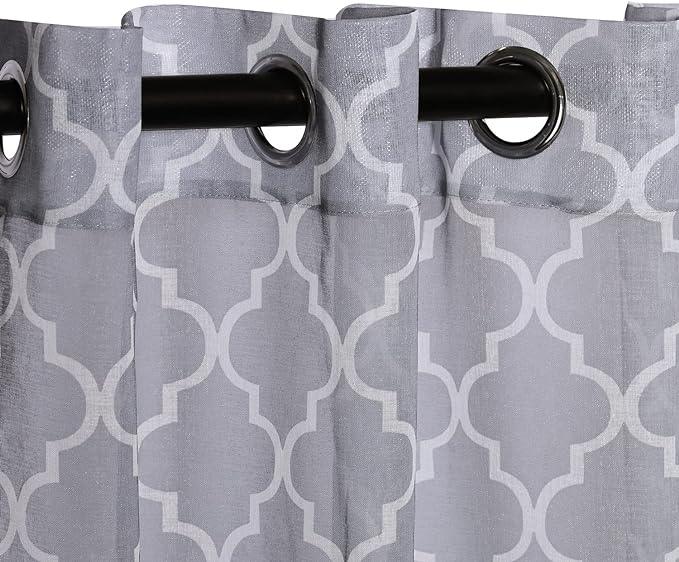 Geometric Trellis Lattice Sheer Grommet Curtain Panel Set - Sheer Curtains by Superior