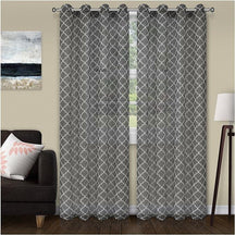 Geometric Trellis Lattice Sheer Grommet Curtain Panel Set - Sheer Curtains by Superior