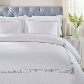 Harrison Cotton Greek Key Embroidered 3 Piece Duvet Cover Set - Duvet Cover Set by Superior