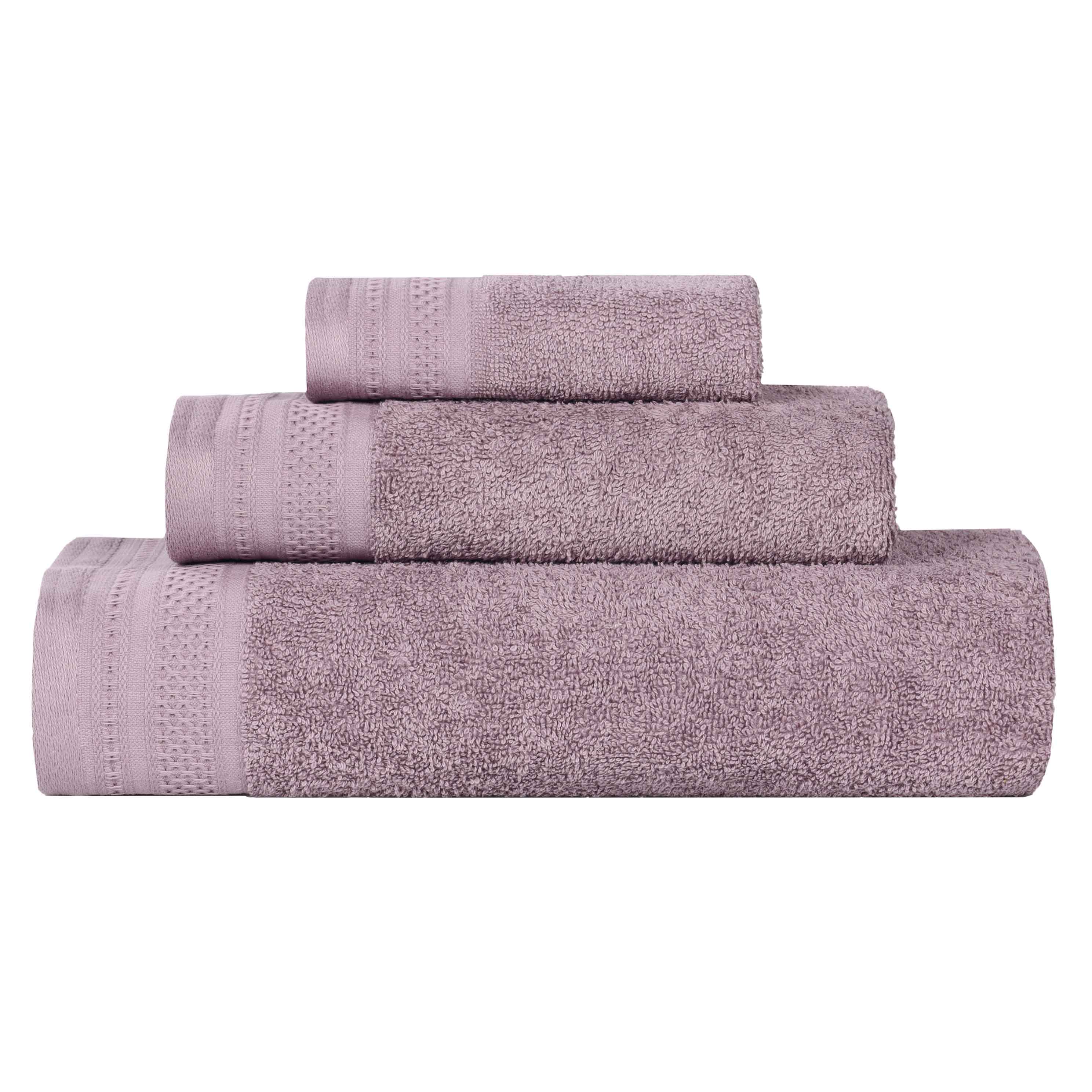 Honeycomb Textured Waffle Border Cotton 3 Piece Towel Set - Towel Set by Superior