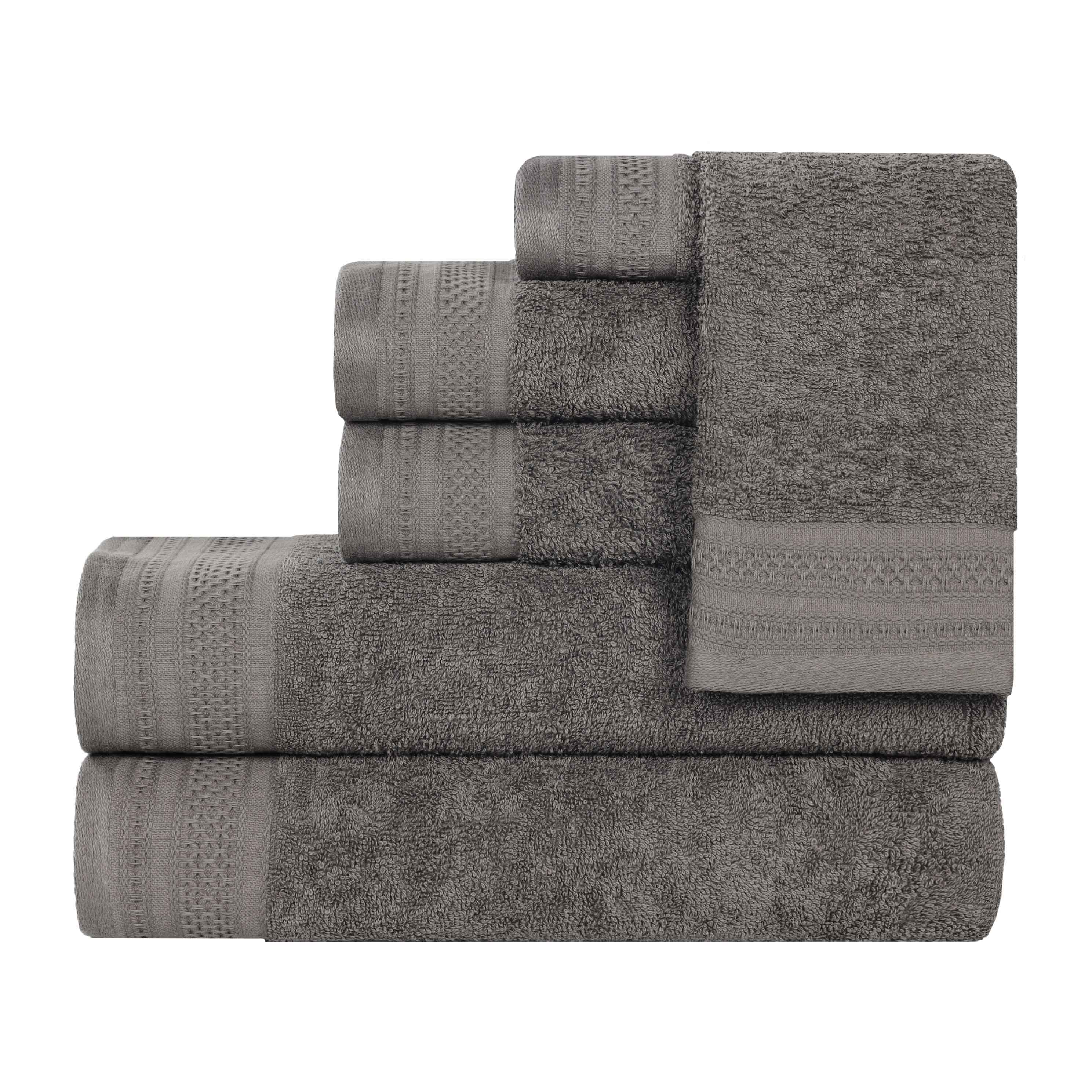 Honeycomb Textured Waffle Border Cotton 6 Piece Towel Set - Towel Set by Superior