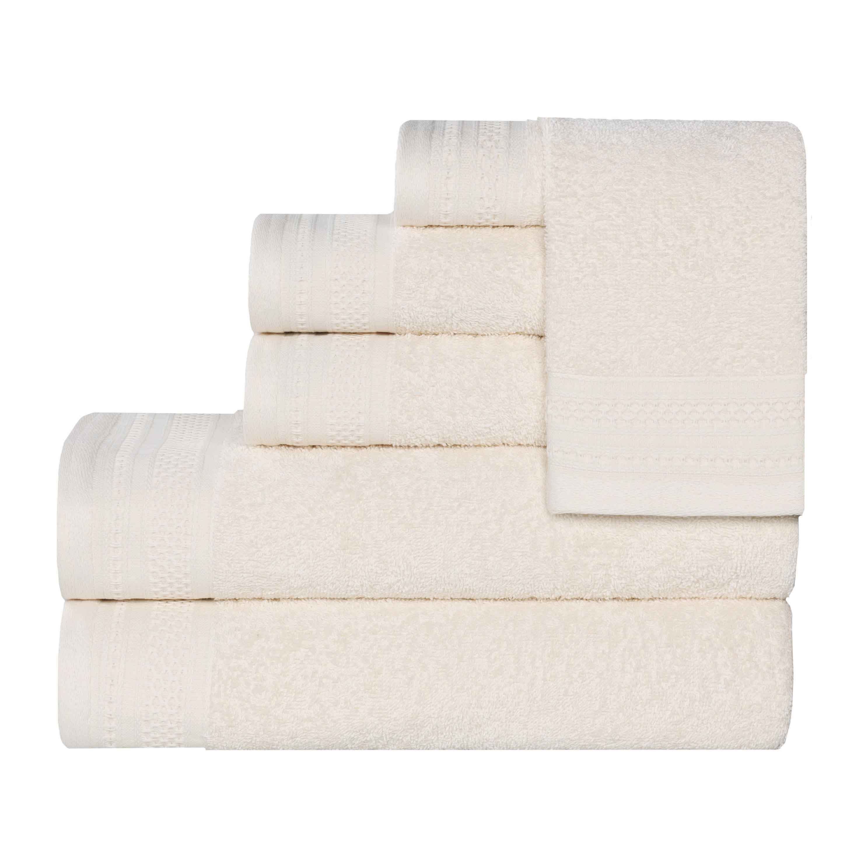 Honeycomb Textured Waffle Border Cotton 6 Piece Towel Set - Towel Set by Superior