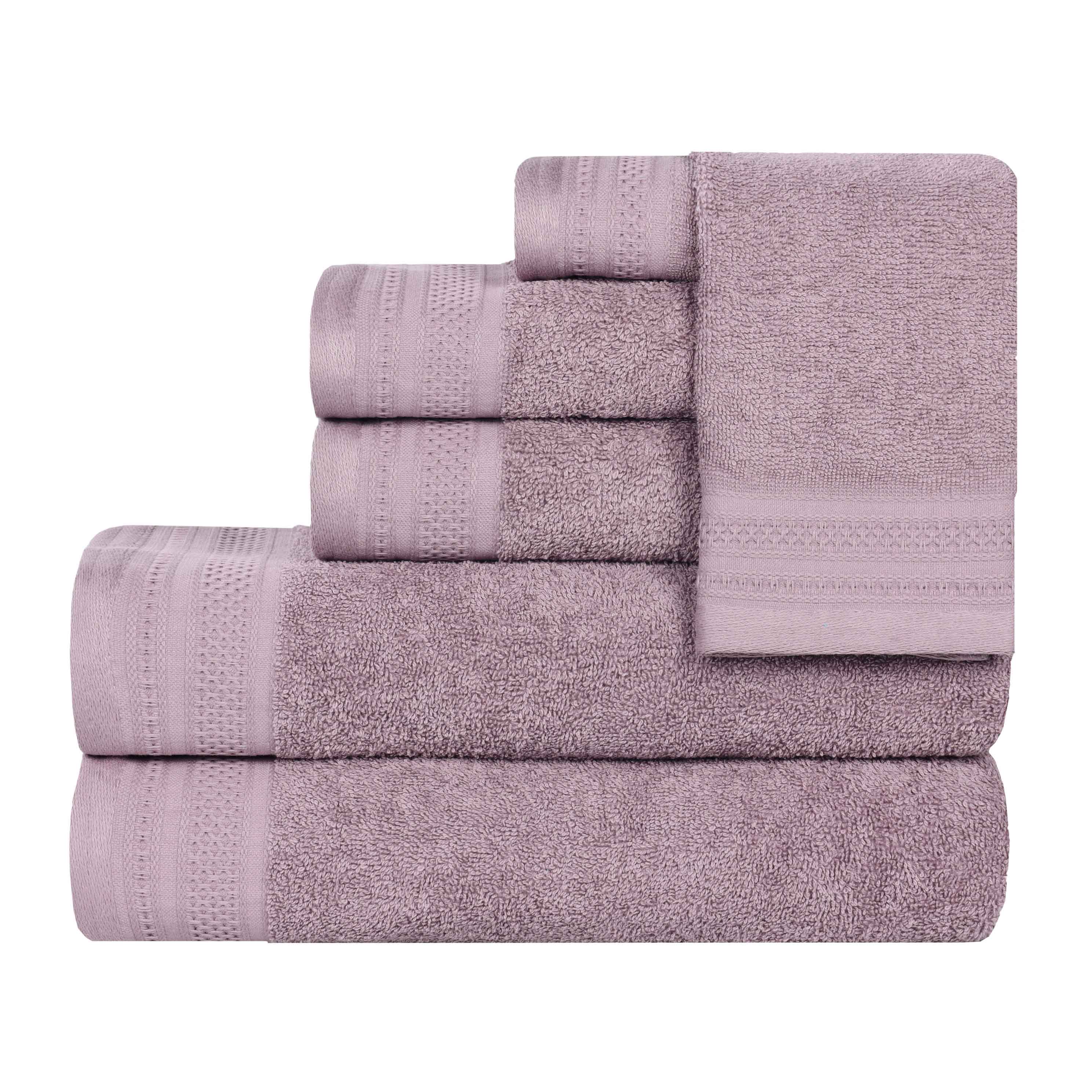 Honeycomb Textured Waffle Border Cotton 6 Piece Towel Set - Towel Set by Superior