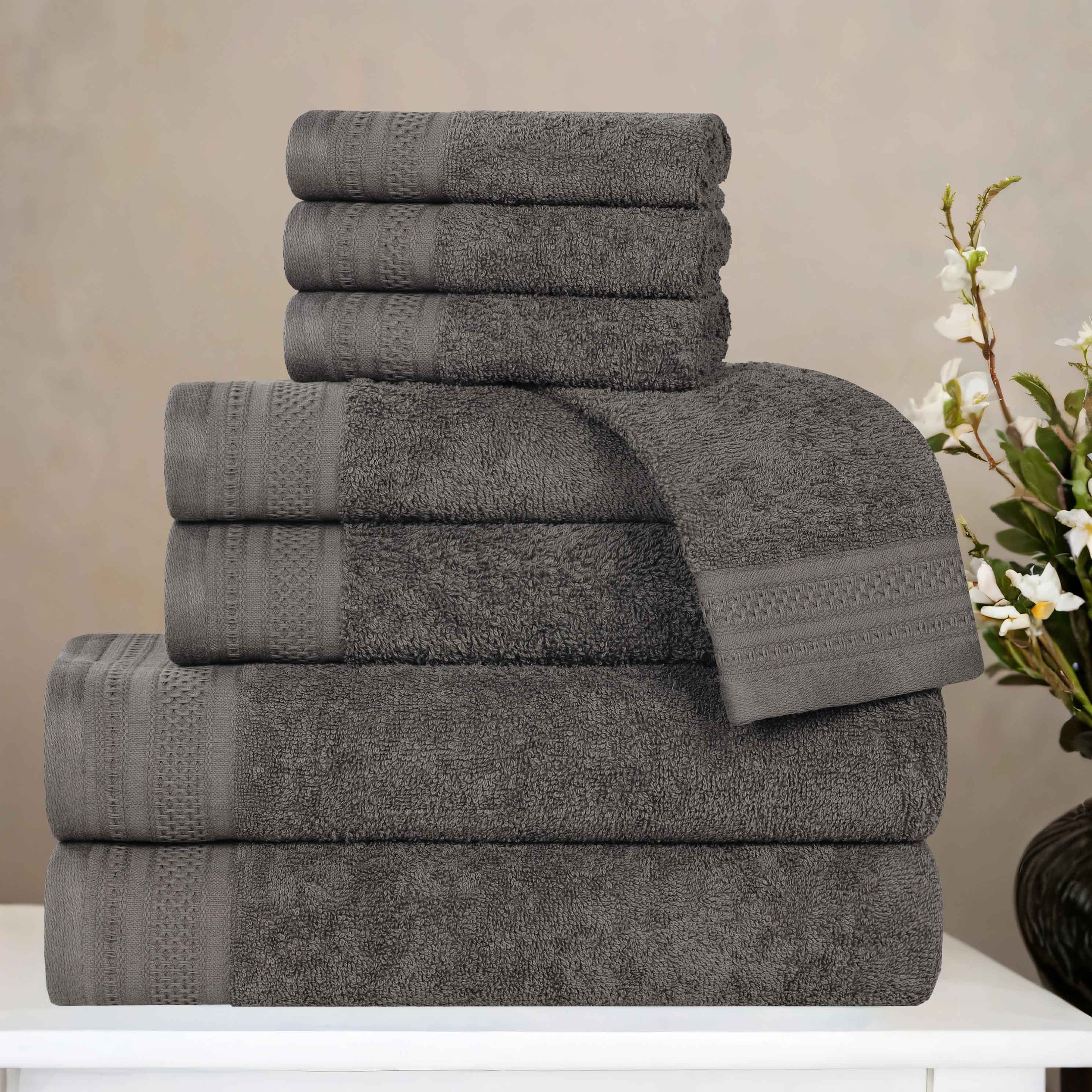 Honeycomb Textured Waffle Border Cotton 8 Piece Towel Set - Towel Set by Superior