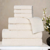 Honeycomb Textured Waffle Border Cotton 8 Piece Towel Set - Towel Set by Superior