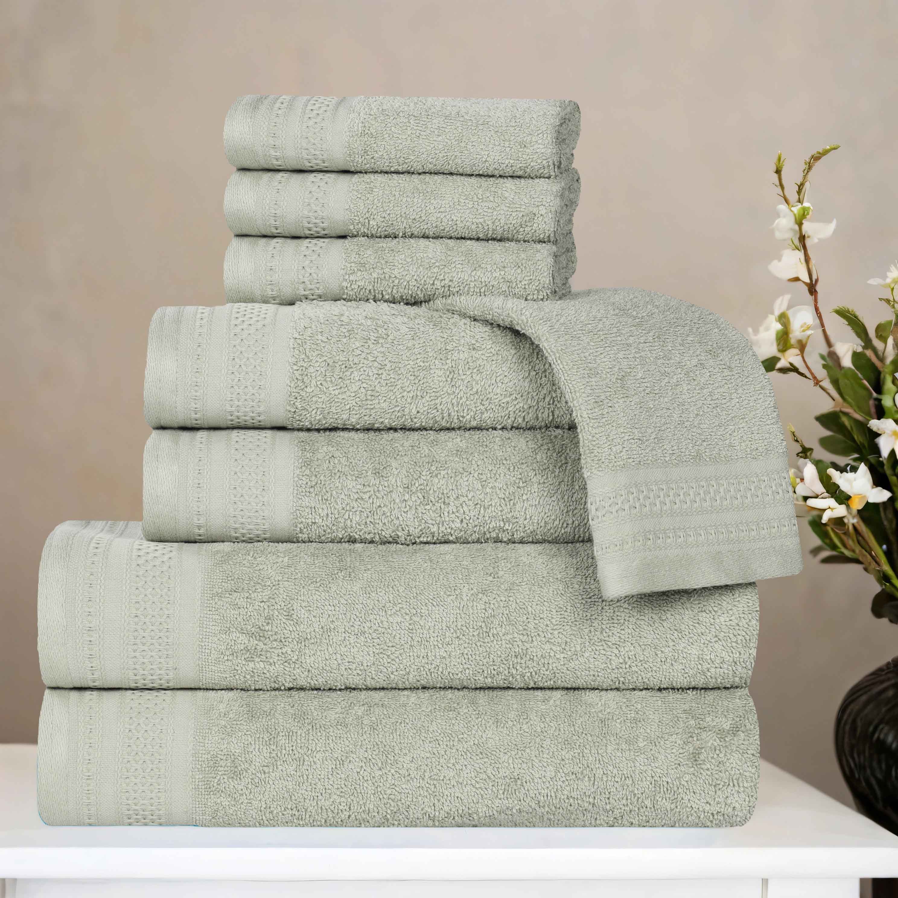 Honeycomb Textured Waffle Border Cotton 8 Piece Towel Set - Towel Set by Superior