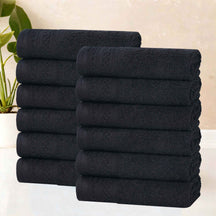 Honeycomb Textured Waffle Border Cotton Face Towels, Set of 12 - Face Towel by Superior