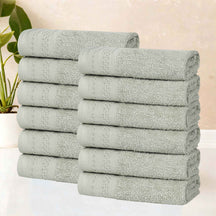 Honeycomb Textured Waffle Border Cotton Face Towels, Set of 12 - Face Towel by Superior