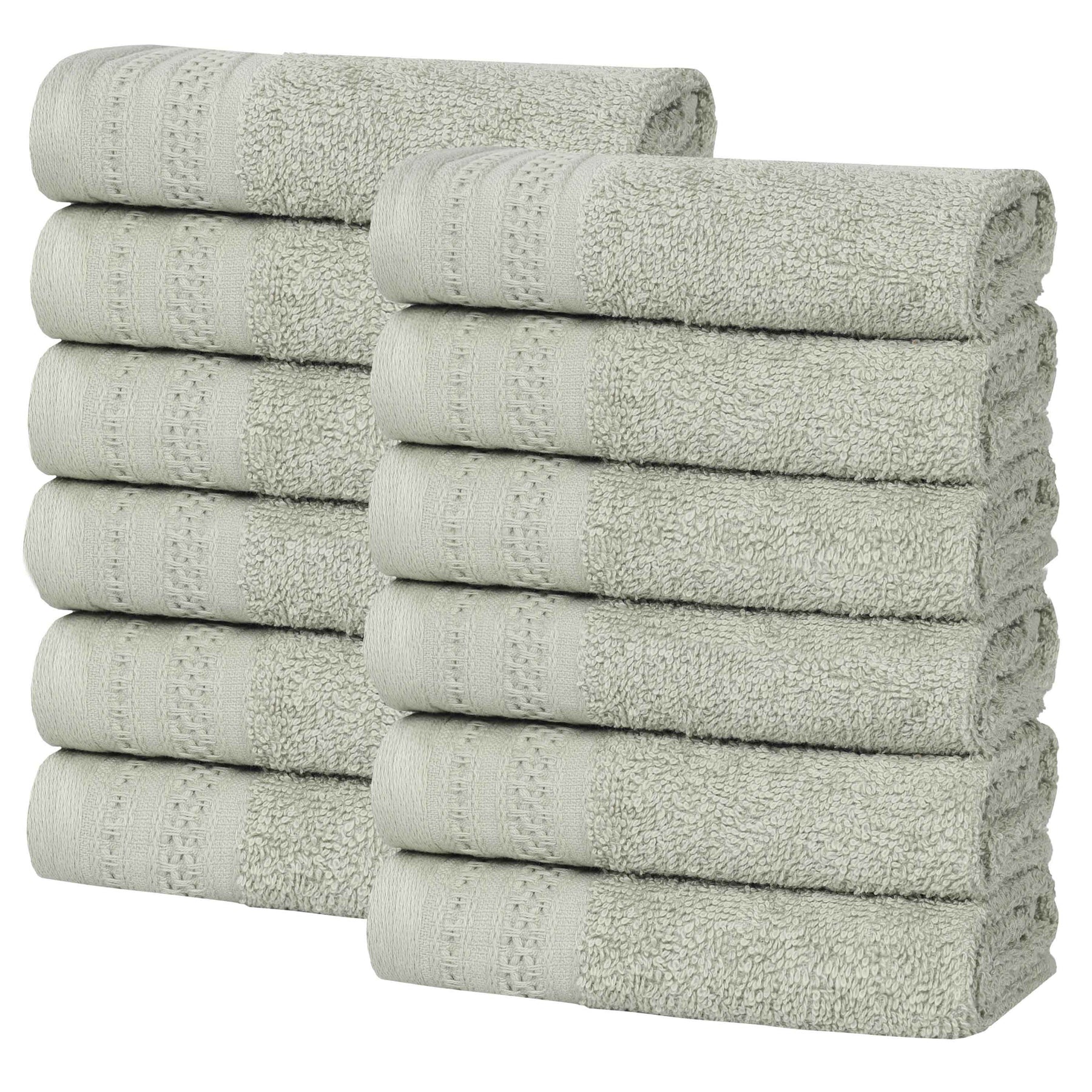 Honeycomb Textured Waffle Border Cotton Face Towels, Set of 12 - Face Towel by Superior