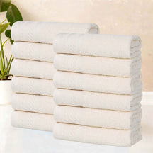 Honeycomb Textured Waffle Border Cotton Face Towels, Set of 12 - Face Towel by Superior