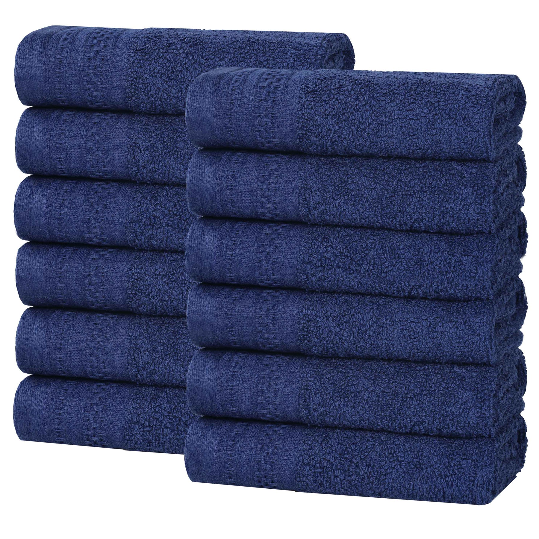 Honeycomb Textured Waffle Border Cotton Face Towels, Set of 12 - Face Towel by Superior