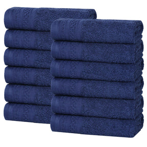 Honeycomb Textured Waffle Border Cotton Face Towels, Set of 12 - Face Towel by Superior