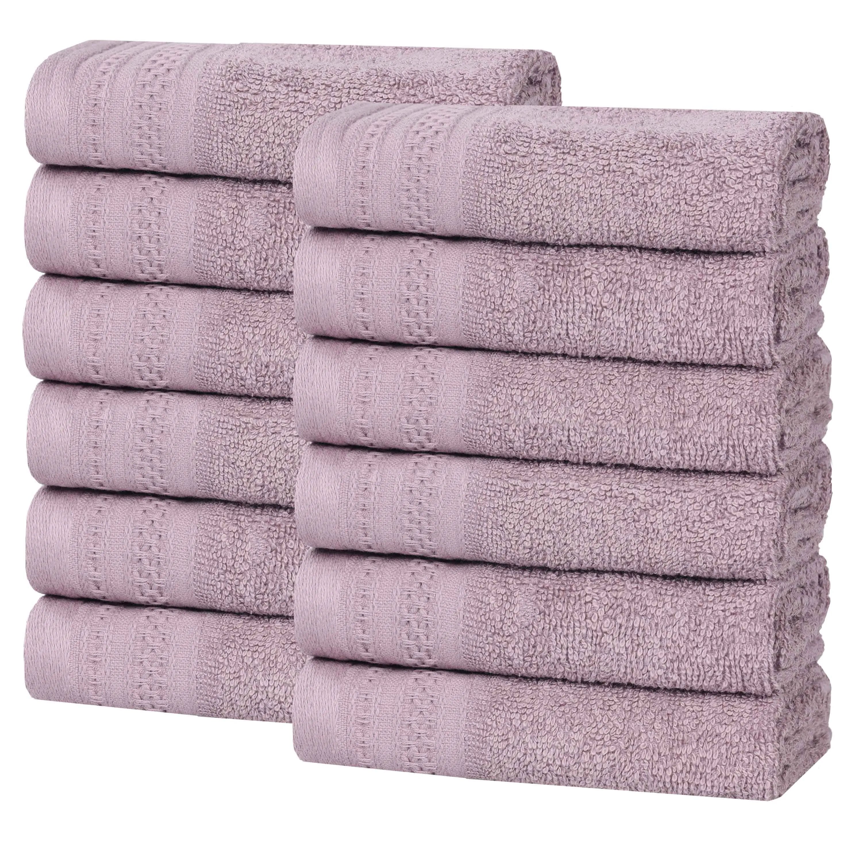 Honeycomb Textured Waffle Border Cotton Face Towels, Set of 12 - Face Towel by Superior