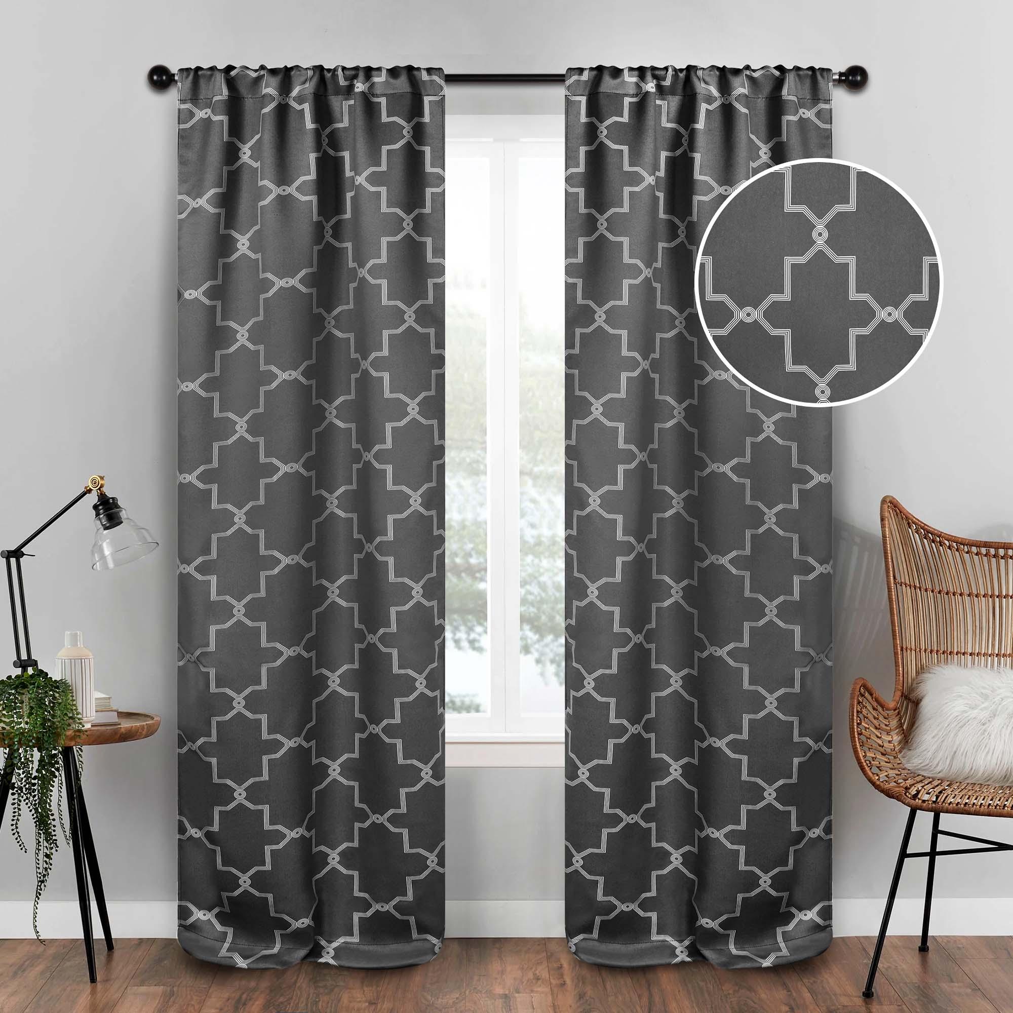 Imperial Trellis Grommet Header Blackout Curtain Panel Set - Blackout Curtains by Superior