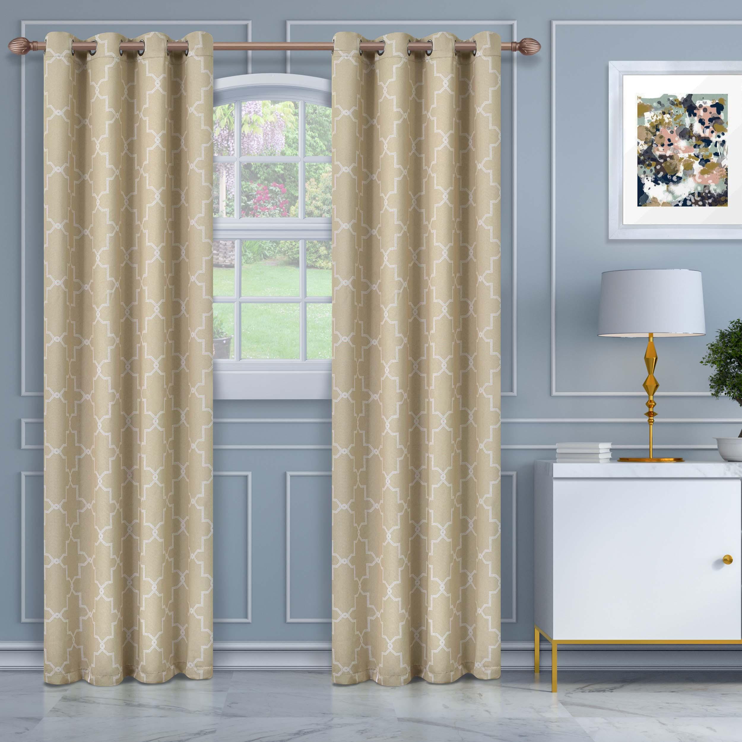 Imperial Trellis Grommet Header Blackout Curtain Panel Set - Blackout Curtains by Superior