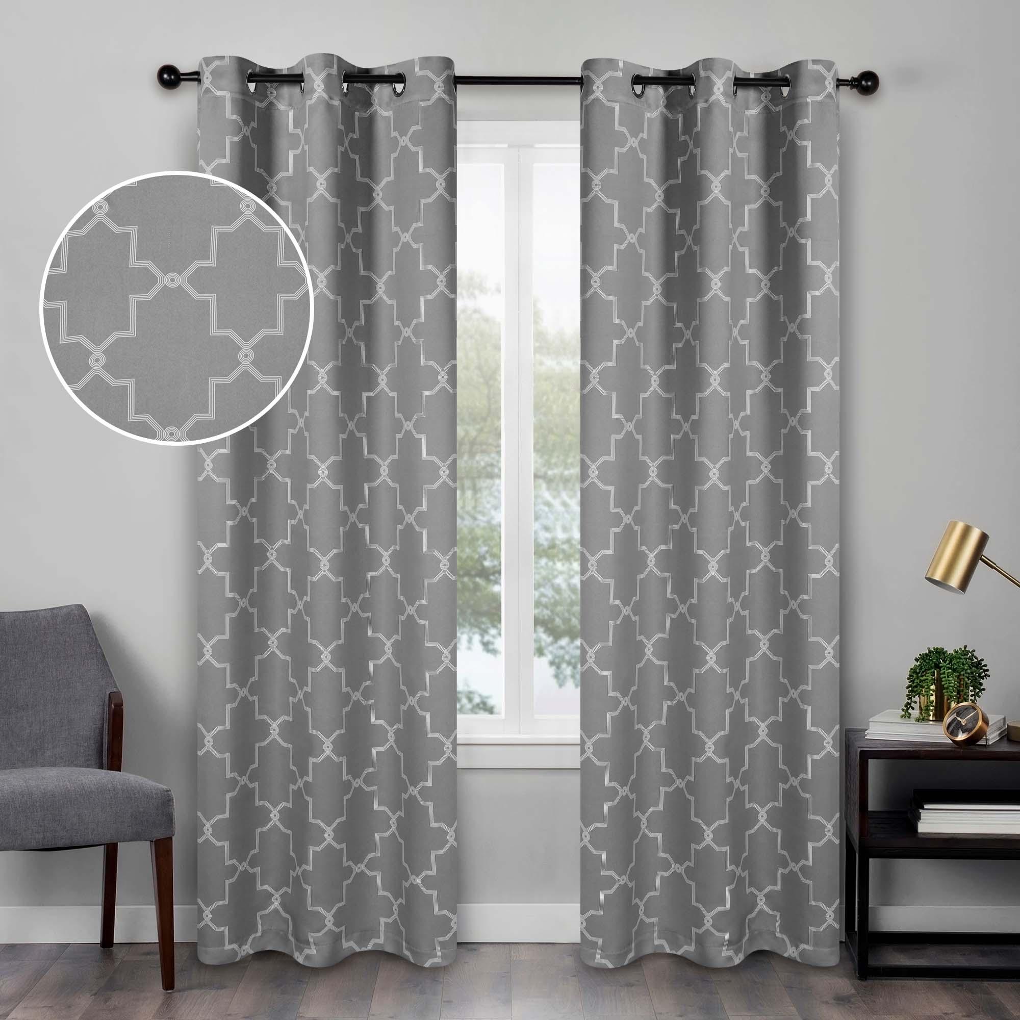 Imperial Trellis Grommet Header Blackout Curtain Panel Set - Blackout Curtains by Superior