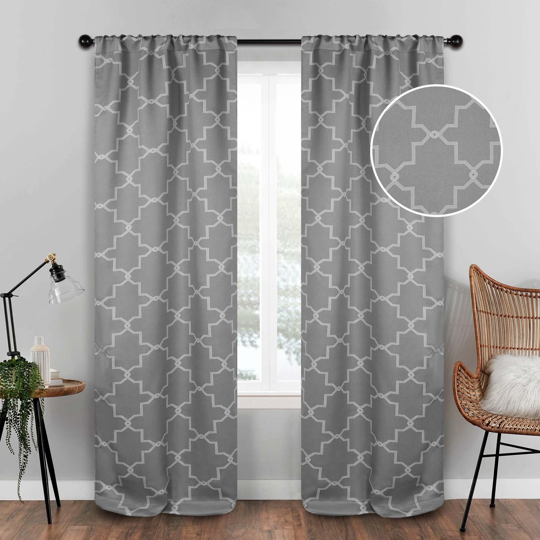 Imperial Trellis Grommet Header Blackout Curtain Panel Set - Blackout Curtains by Superior