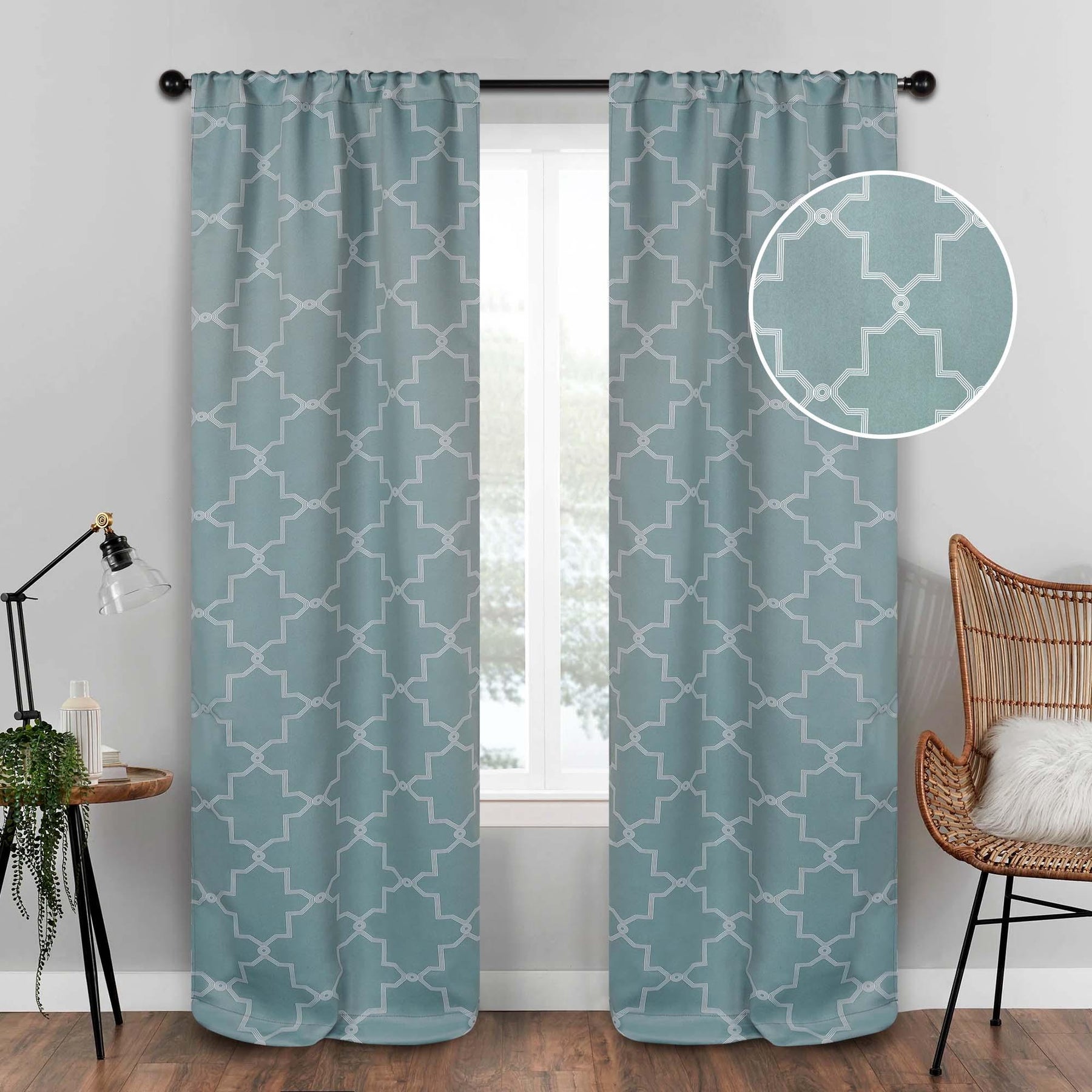 Imperial Trellis Grommet Header Blackout Curtain Panel Set - Blackout Curtains by Superior