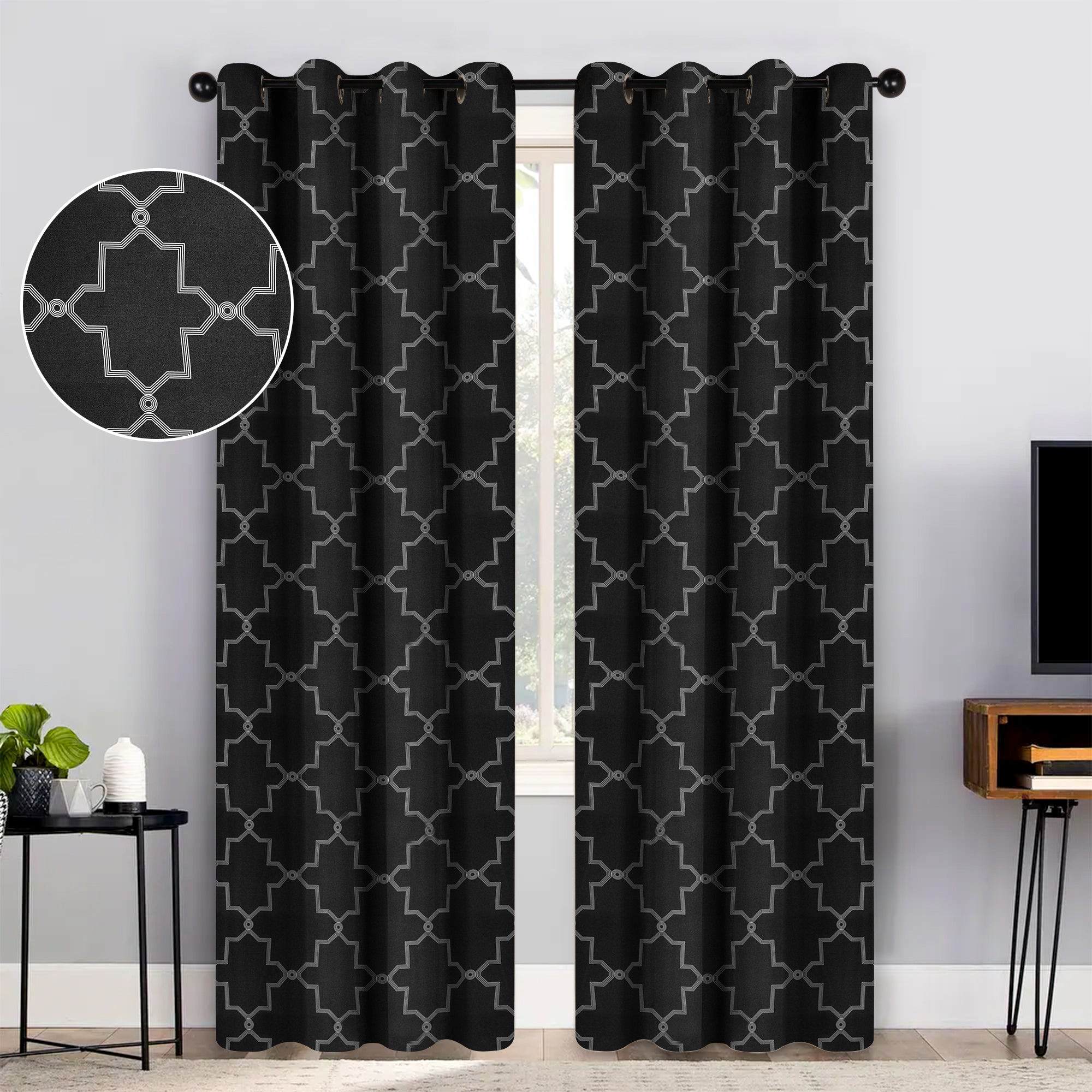 Imperial Trellis Washable Room Darkening Blackout Curtains, Set of 2 - Blackout Curtains by Superior