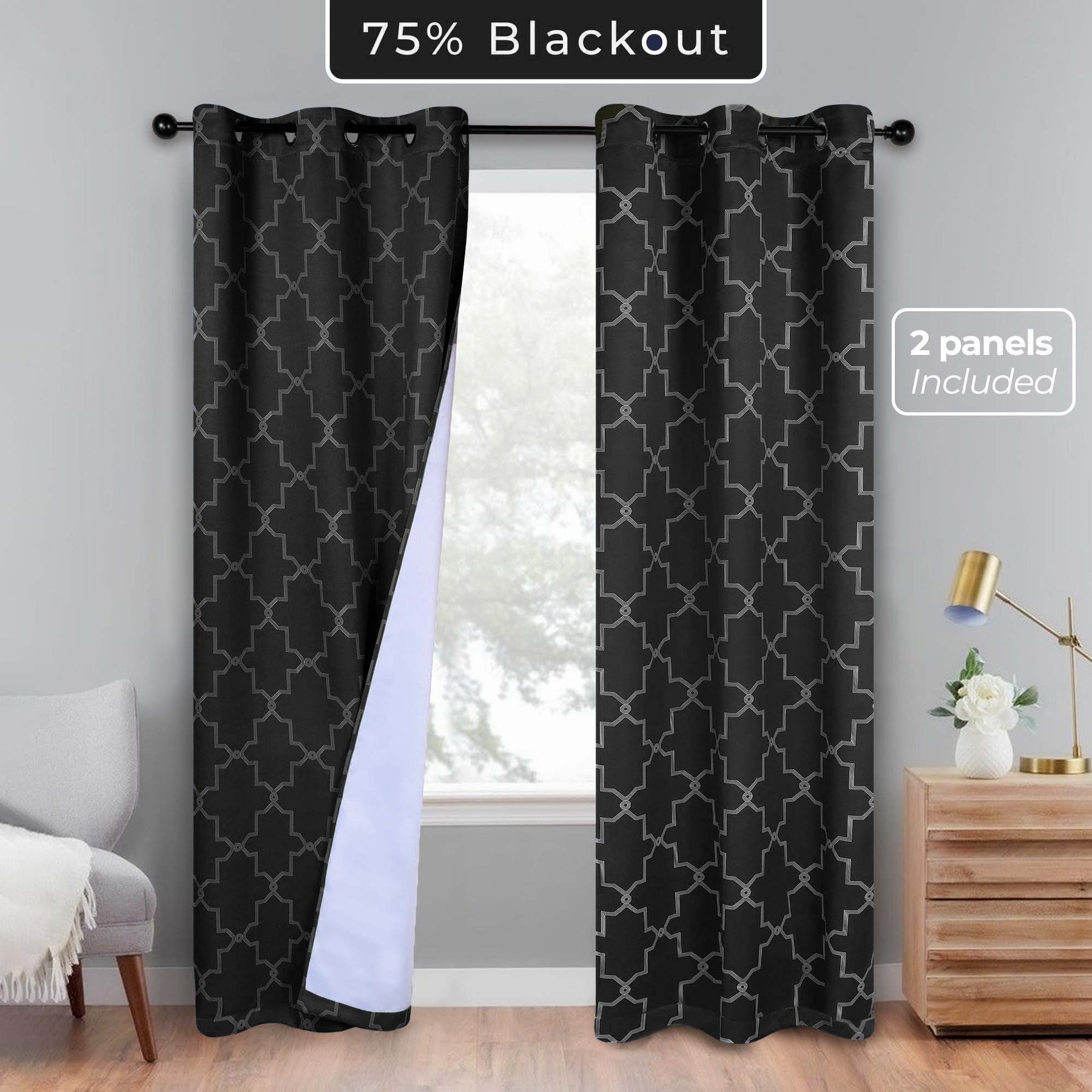 Imperial Trellis Washable Room Darkening Blackout Curtains, Set of 2 - Blackout Curtains by Superior