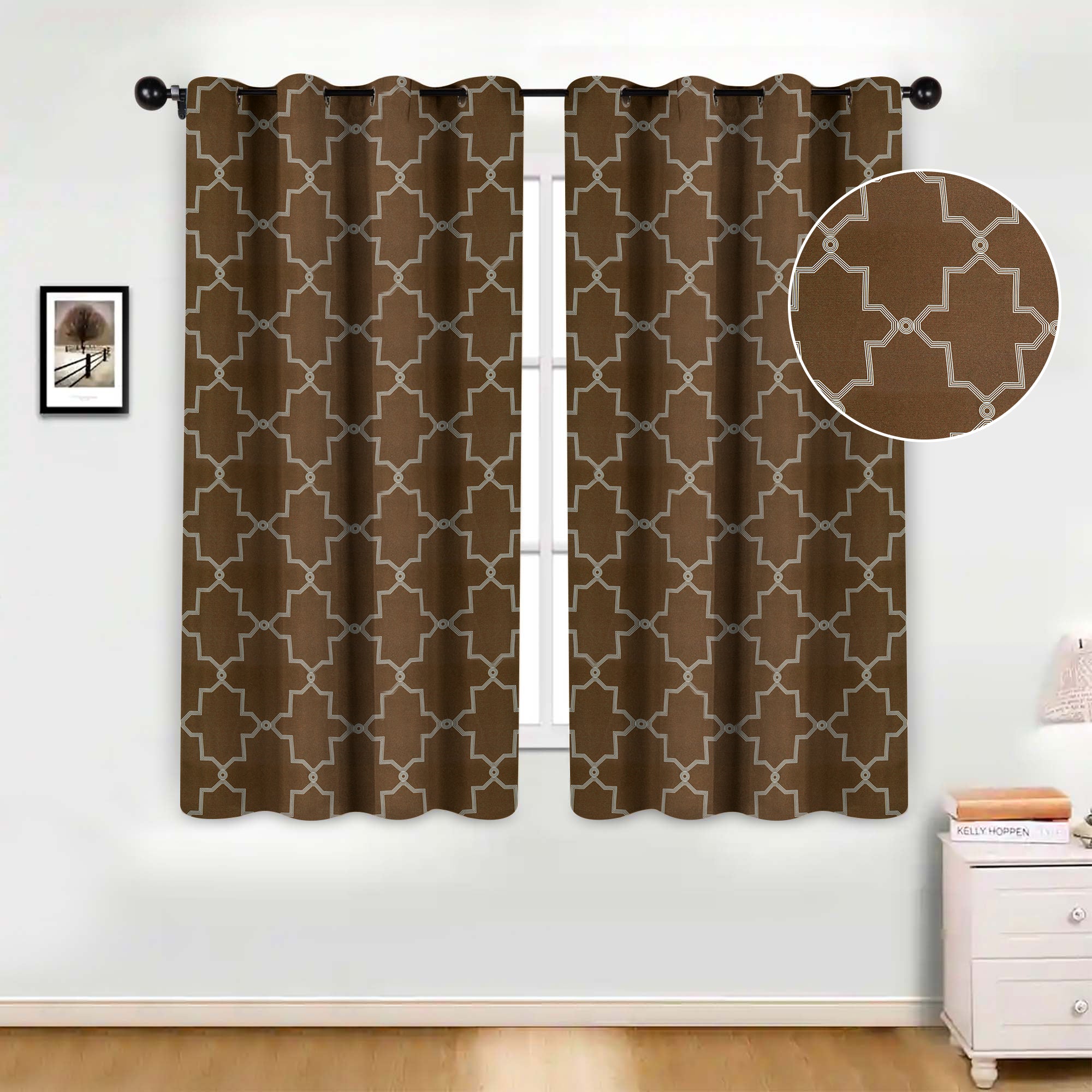 Imperial Trellis Washable Room Darkening Blackout Curtains, Set of 2 - Blackout Curtains by Superior