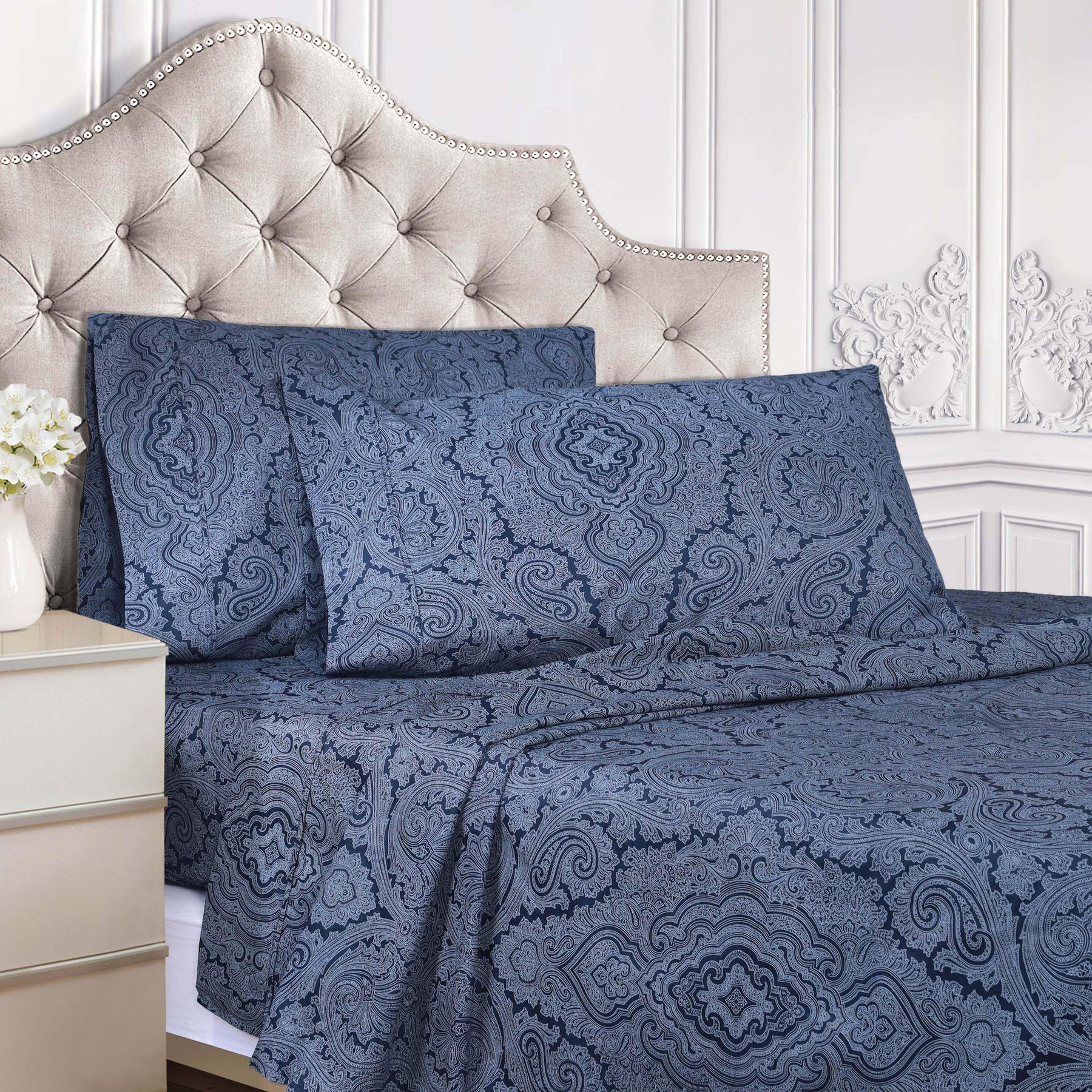 Italian Paisley Cotton Blend 600 Thread Count Deep Pocket Sheet Set - Sheet Set by Superior