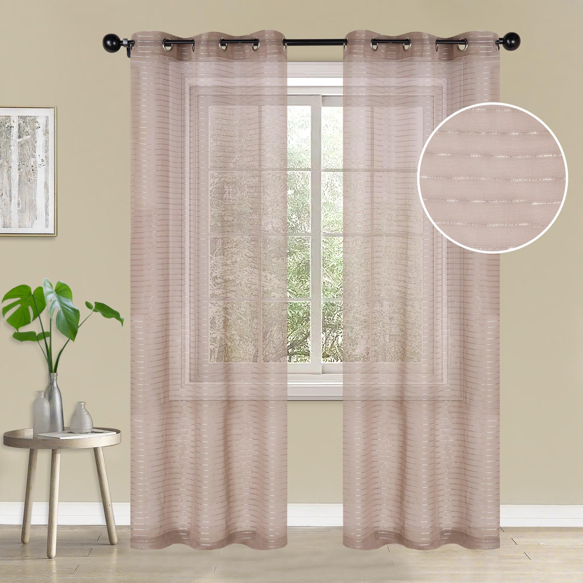 Jackson Striped Sheer Window Curtain Panels, Set of 2 - Sheer Curtains by Superior